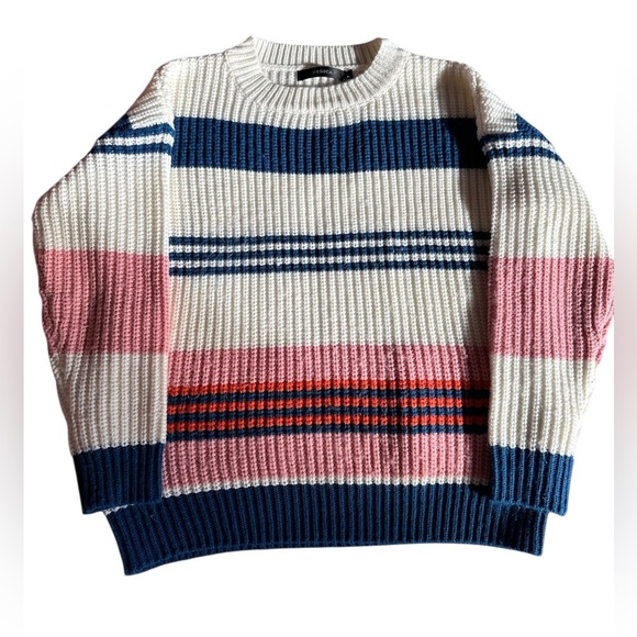 Women’s knit crewneck sweater Multicolor chunky cozy size Small - Picture 2 of 8